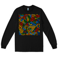 Black african geometric seamless pattern Long Sleeve Tee - BundleAndBundleShop