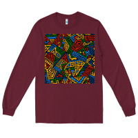 Burgundy african geometric seamless pattern Long Sleeve Tee - BundleAndBundleShop