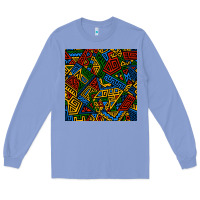 Colony Blue african geometric seamless pattern Long Sleeve Tee - BundleAndBundleShop
