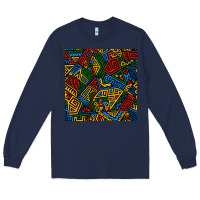 Navy african geometric seamless pattern Long Sleeve Tee - BundleAndBundleShop