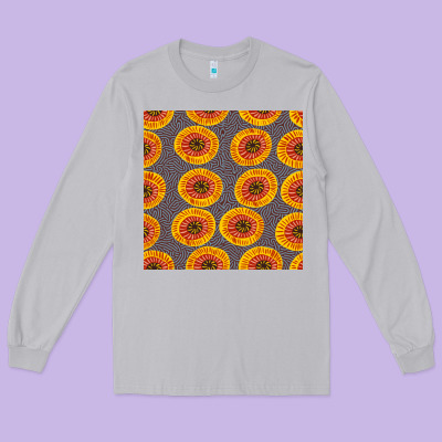 African Fabric Seamless Pattern Long Sleeve Tee Designed By Bundleandbundleshop
