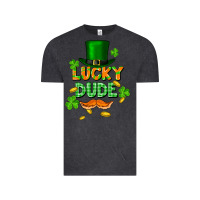 Vintage Black lucky dude St. Patricks Day Vintage Tee - FaDigitalArtStudio