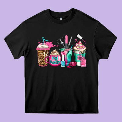 Nail Hustler Coffee Cups Heavy Core Tee Designed By Jasminsmagicworld