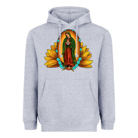 Heather Grey sunflower our lady of guadalupe Heavyweight Hoodie - JahusDesignShop