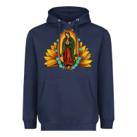 Navy sunflower our lady of guadalupe Heavyweight Hoodie - JahusDesignShop