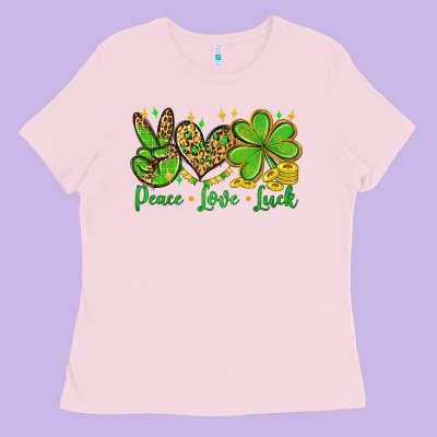 St. Patrick's Day Peace Love Luck Ladies Tee Designed By Oliviacreatesart