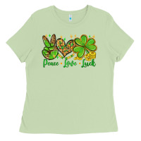 Matcha St. Patrick's Day Peace love luck Ladies Tee - OliviaCreatesArt