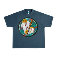 Midnight Navy baseball with sunflower round earrings Urban Heavy Tee - BundleAndBundleShop