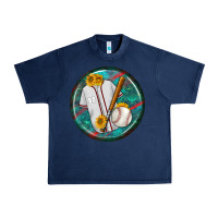 Navy baseball with sunflower round earrings Urban Heavy Tee - BundleAndBundleShop