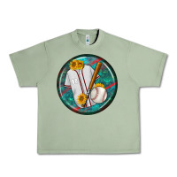 Oil Green baseball with sunflower round earrings Urban Heavy Tee - BundleAndBundleShop