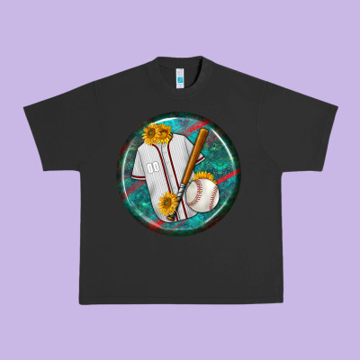 Baseball With Sunflower Round Earrings Urban Heavy Tee Designed By Bundleandbundleshop