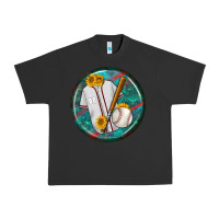 Pigment Black baseball with sunflower round earrings Urban Heavy Tee - BundleAndBundleShop