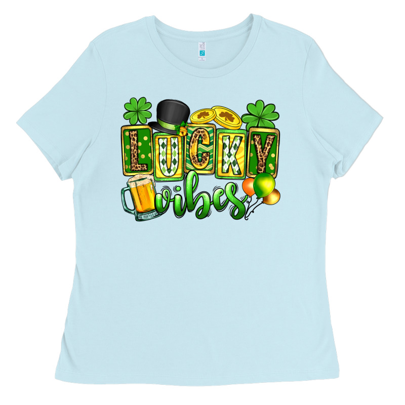 St. Patrick's Lucky Vibes Ladies Tee by OliviaCreatesArt | Teevron