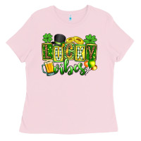Bubblegum Pink St. Patrick's Lucky vibes Ladies Tee - OliviaCreatesArt