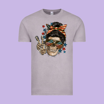 American Mother Skull Mother's Day Vintage Tee Designed By Fadigitalartstudio