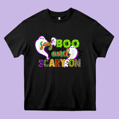 Say Boo And Scary On Heavy Core Tee Designed By Cowgirlartshop
