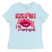 Baby Blue Kiss me i'm so confused Valentine's Day Ladies Tee - FaDigitalArtStudio