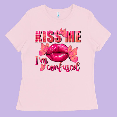 Kiss Me I'm So Confused Valentine's Day Ladies Tee Designed By Fadigitalartstudio