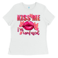 White Kiss me i'm so confused Valentine's Day Ladies Tee - FaDigitalArtStudio