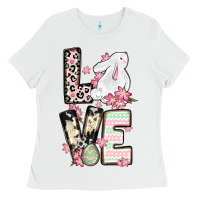 White Love Easter bunny Ladies Tee - OliviaCreatesArt