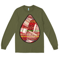Army Green african fabric pattern teardrop earrings 3 Long Sleeve Tee - BundleAndBundleShop