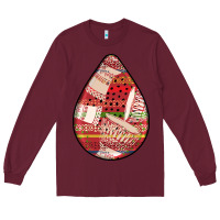 Burgundy african fabric pattern teardrop earrings 3 Long Sleeve Tee - BundleAndBundleShop