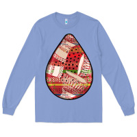 Colony Blue african fabric pattern teardrop earrings 3 Long Sleeve Tee - BundleAndBundleShop