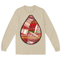 Mushroom african fabric pattern teardrop earrings 3 Long Sleeve Tee - BundleAndBundleShop