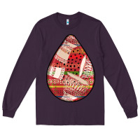 Plum african fabric pattern teardrop earrings 3 Long Sleeve Tee - BundleAndBundleShop