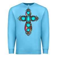 Ocean Blue gemstone cross Premium Sweatshirt - JahusDesignShop