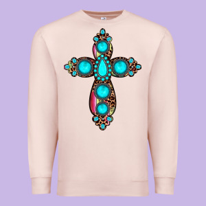 Gemstone Cross Premium Sweatshirt Designed By Jahusdesignshop