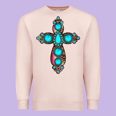 Gemstone Cross Premium Sweatshirt Designed By Jahusdesignshop