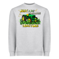 Heather Grey just a boy who loves tractors Heavyweight Sweatshirt - JahusDesignShop