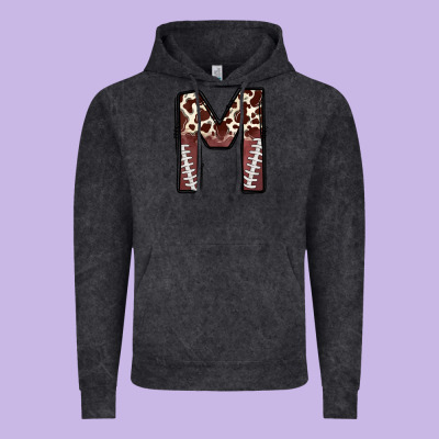 Name Footballcow Print Letter M Vintage Hoodie Designed By Cowhidedigitalart