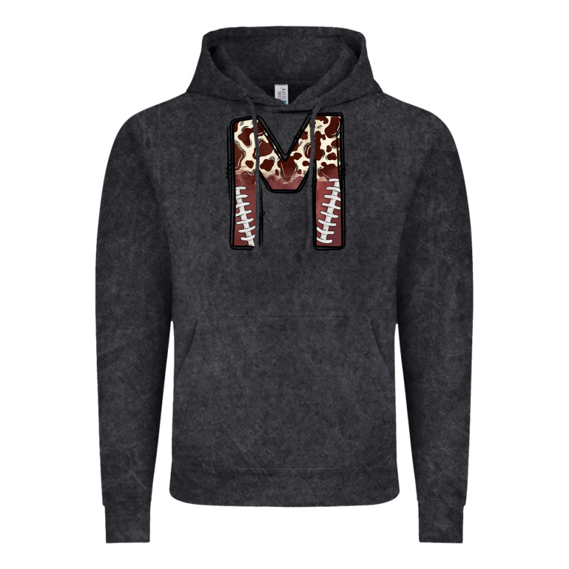 Name Footballcow Print Letter M Vintage Hoodie by CowhideDigitalArt | Teevron