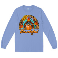 Colony Blue thankful pumpkin rainbow Long Sleeve Tee - BundleAndBundleShop