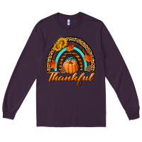 Plum thankful pumpkin rainbow Long Sleeve Tee - BundleAndBundleShop