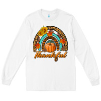 White thankful pumpkin rainbow Long Sleeve Tee - BundleAndBundleShop