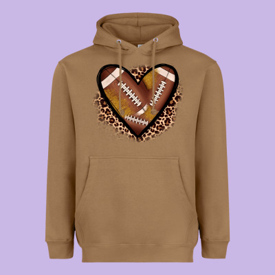 Heart Football Heavyweight Hoodie Designed By Jahusdesignshop