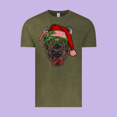 Christmas Bison Vintage Tee Designed By Ranaportraitstore