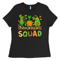 Black St. Patrick's Shenanigans squad gnomies Ladies Tee - OliviaCreatesArt