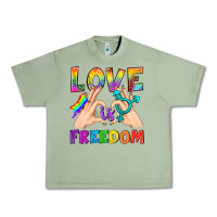 Oil Green Love Is Freedom Urban Heavy Tee - BundleAndBundleShop