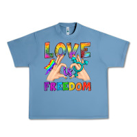 Pebble Blue Love Is Freedom Urban Heavy Tee - BundleAndBundleShop