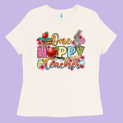 Easter Day One Hoppy Teacher Ladies Tee Designed By Oliviacreatesart