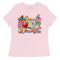Bubblegum Pink Easter Day One hoppy Teacher Ladies Tee - OliviaCreatesArt