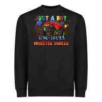 Black just a boy who loves monster trucks Heavyweight Sweatshirt - JahusDesignShop