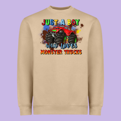 Just A Boy Who Loves Monster Trucks Heavyweight Sweatshirt Designed By Jahusdesignshop