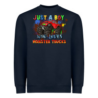 Navy just a boy who loves monster trucks Heavyweight Sweatshirt - JahusDesignShop