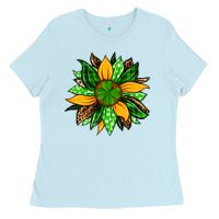 Baby Blue St. Patrick's sunflower Ladies Tee - OliviaCreatesArt