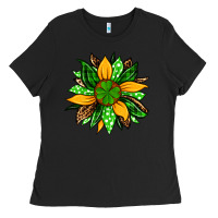 Black St. Patrick's sunflower Ladies Tee - OliviaCreatesArt